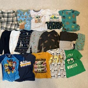 Mixed Brand Toddler Boy Clothing Lot 3T Star Wars Paw Patrol Pajamas Shirts 23pc